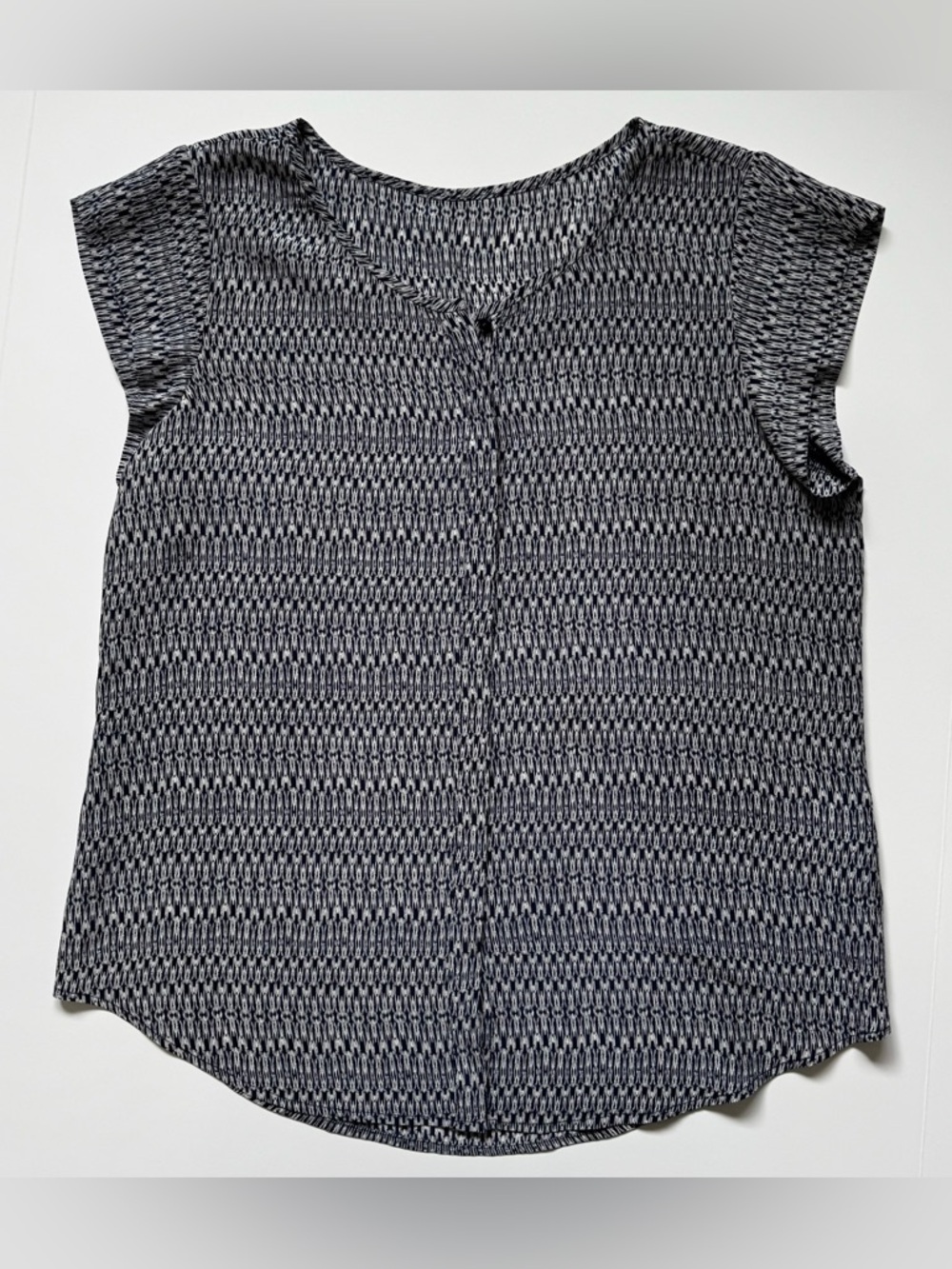 Women's Short Sleeve Button Down Silk Blouse Geometric Striped